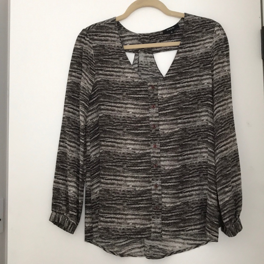 Drew silk button down blouse with back detailing
